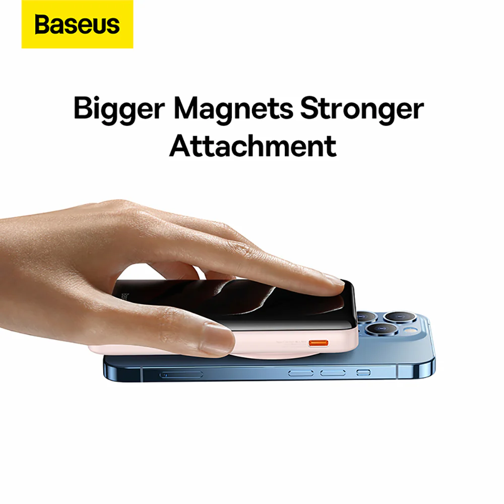 Baseus Magnetic Bracket Wireless Fast Charge Power Bank 10000mAh 20W - Pink - Image 5