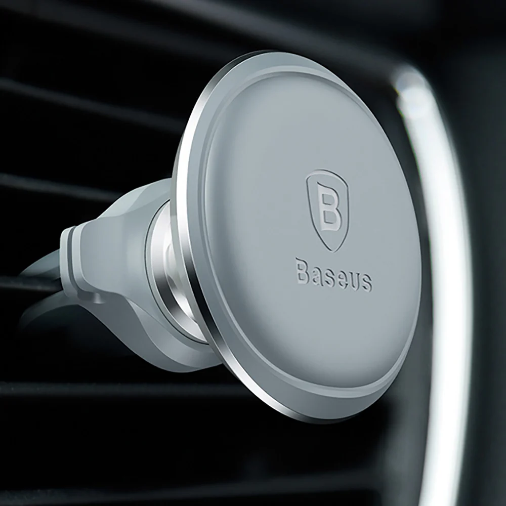 Baseus Magnetic Car Mount Holder - Air Vent, Silver, International Version - Image 2