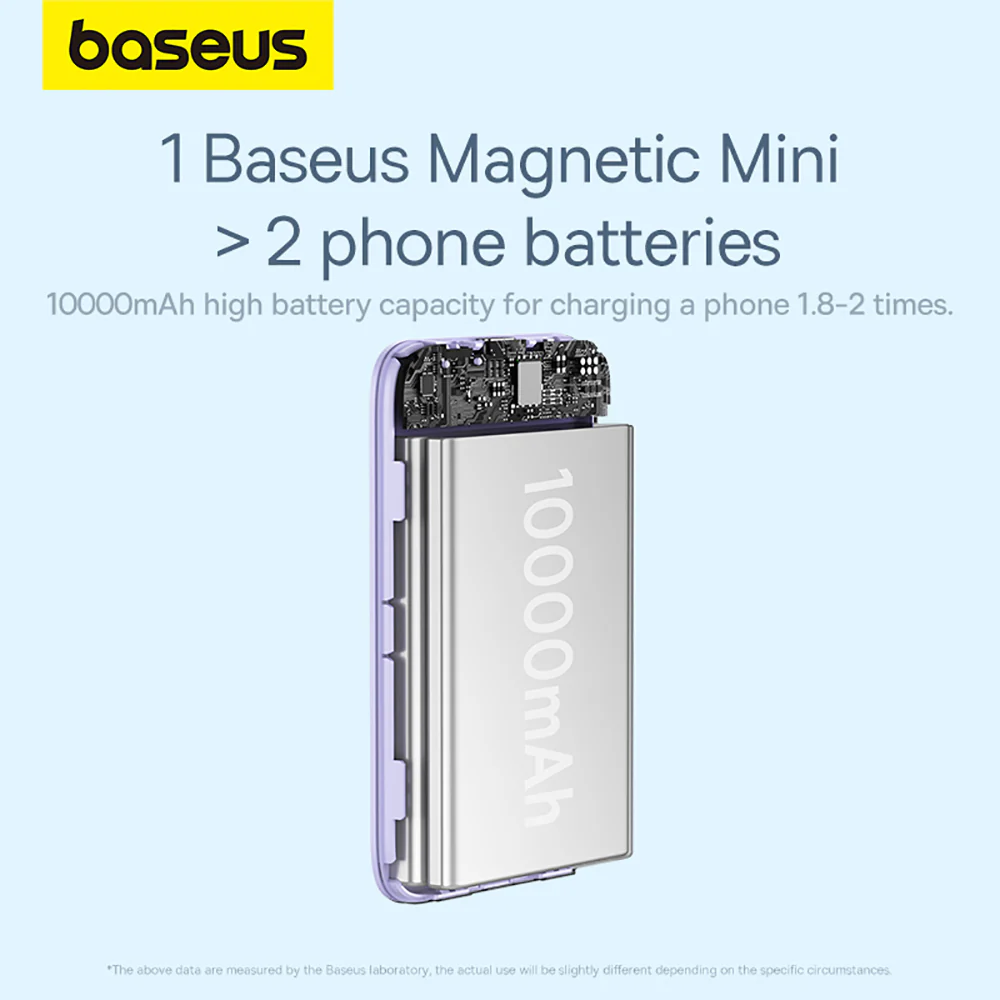 Baseus Magnetic Mini Air Wireless Fast Charge Power Bank 10000mAh 20W - Nebula Purple - Image 5