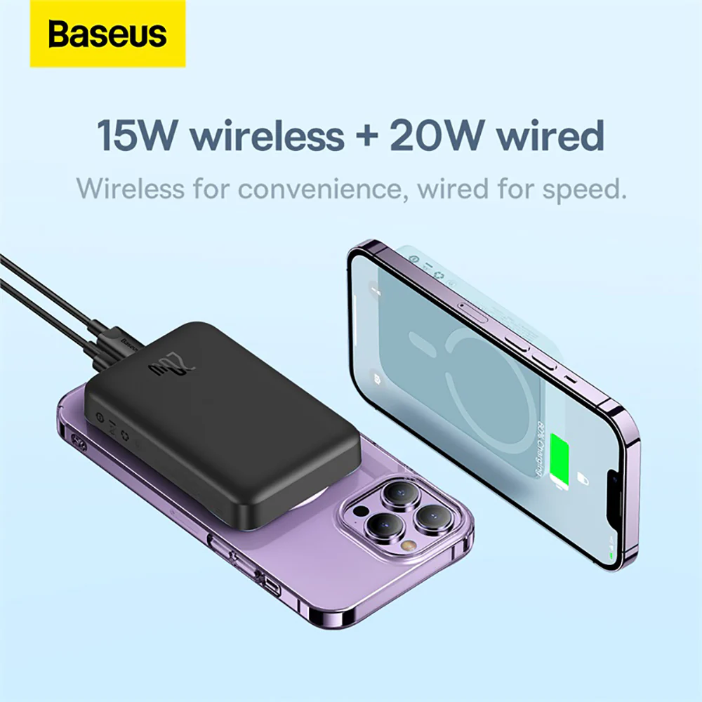Baseus Magnetic Mini Air Wireless Fast Charge Power Bank 10000mAh 20W - Starry Black - Image 3