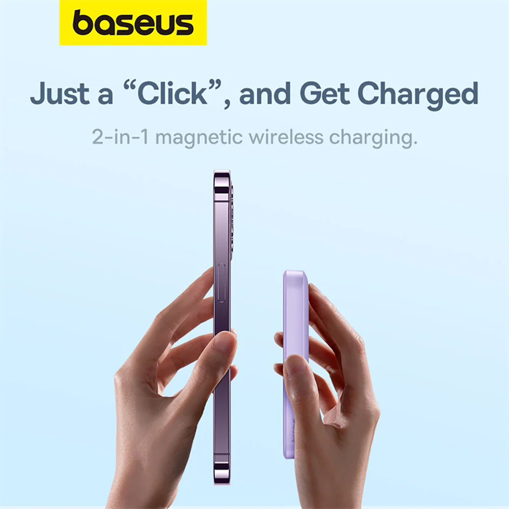 Baseus Magnetic Mini Air Wireless Fast Charge Power Bank 6000mAh 20W - Nebula Purple - Image 2