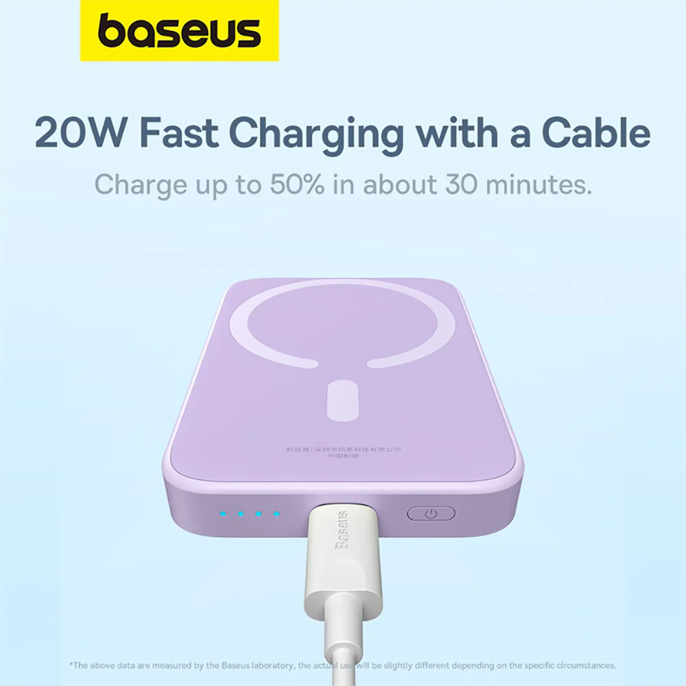 Baseus Magnetic Mini Air Wireless Fast Charge Power Bank 6000mAh 20W - Nebula Purple - Image 3