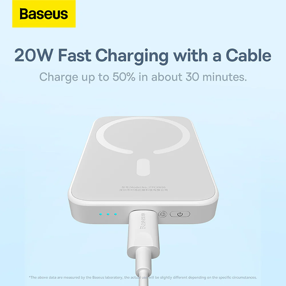 Baseus Magnetic Mini Air Wireless Fast Charging Power Bank 6000mAh 20W - Starlight White - Image 3