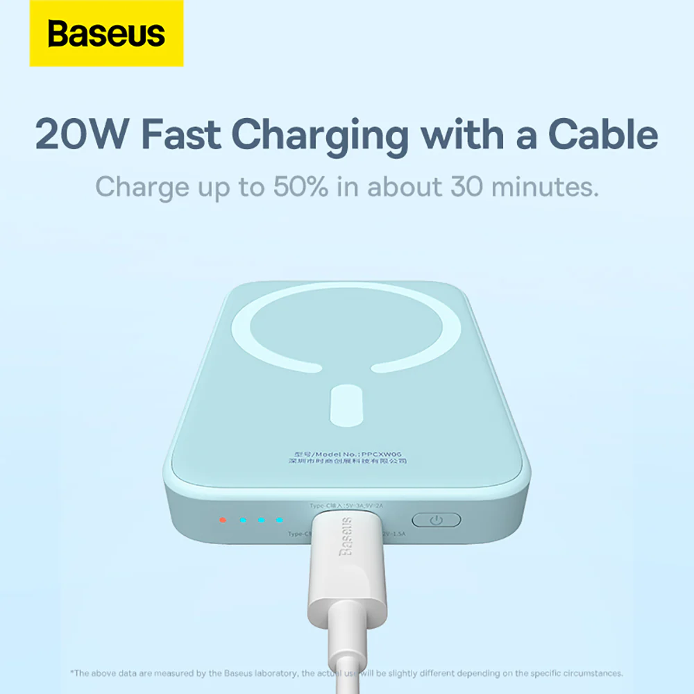 Baseus Magnetic Mini Air Wireless Fast Charging Power Bank 6000mAh 20W - Starry Blue - Image 3