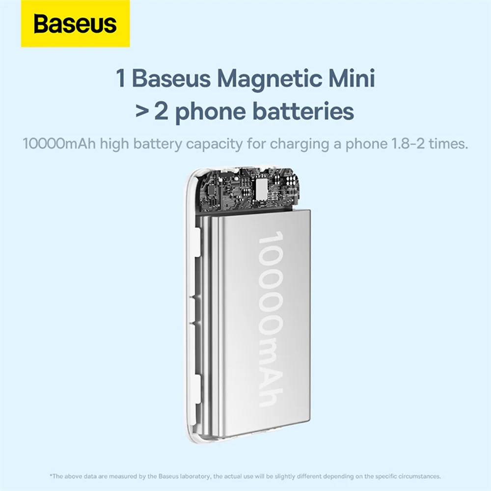 Baseus Magnetic Mini Wireless Fast Charge Power Bank 10000mAh 20W - Starlight White - Image 2