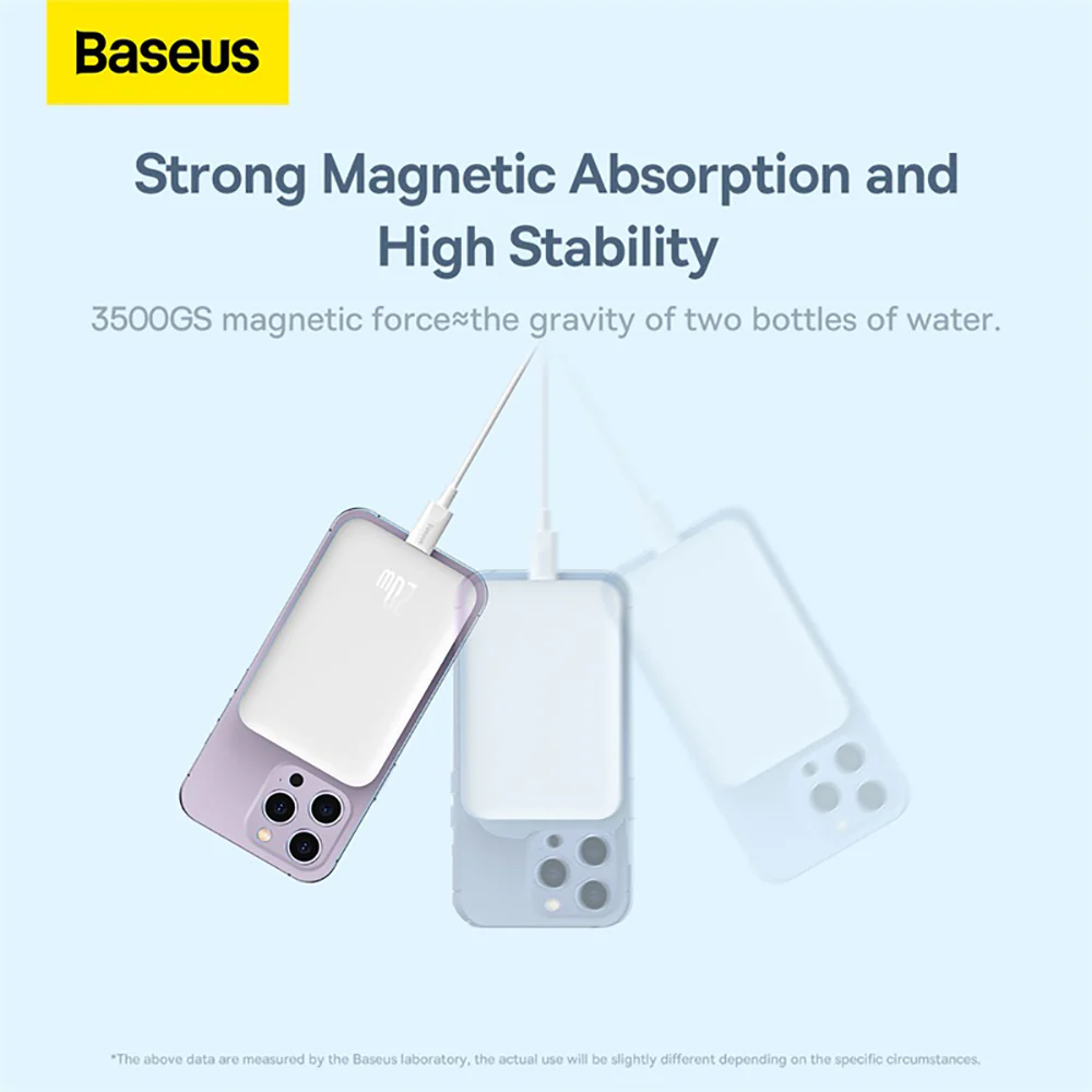Baseus Magnetic Mini Wireless Fast Charge Power Bank 10000mAh 20W - Starlight White - Image 3
