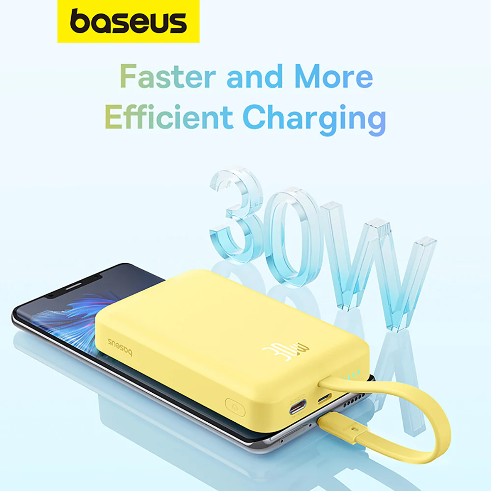 Baseus Magnetic Mini Wireless Fast Charging Power Bank Type-C 10000mAh 30W - Fresh Lemon Yellow - Image 4