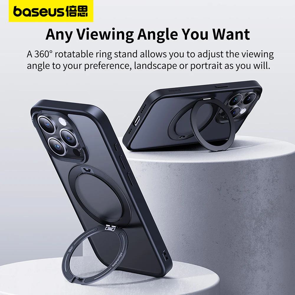 Baseus Magnetic Phone Case for iPhone 15 - Misty Night Black - Image 2