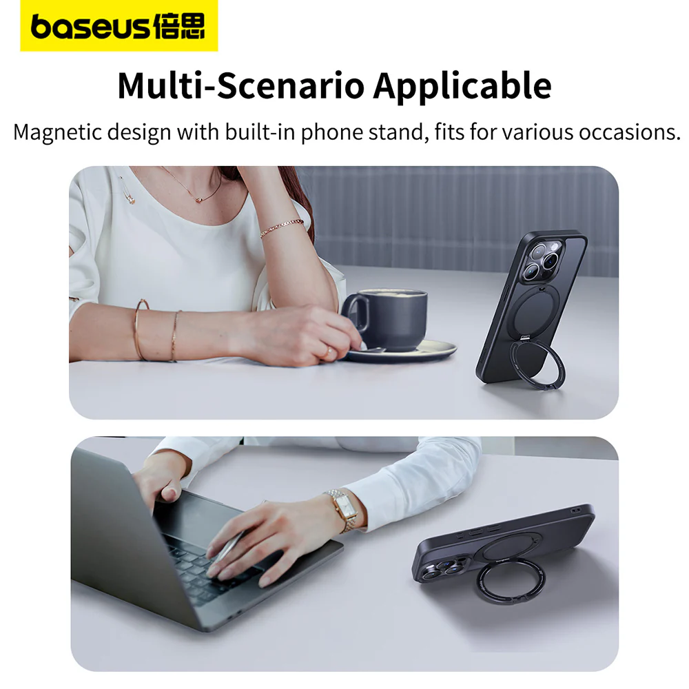 Baseus Magnetic Phone Case for iPhone 15 - Misty Night Black - Image 3