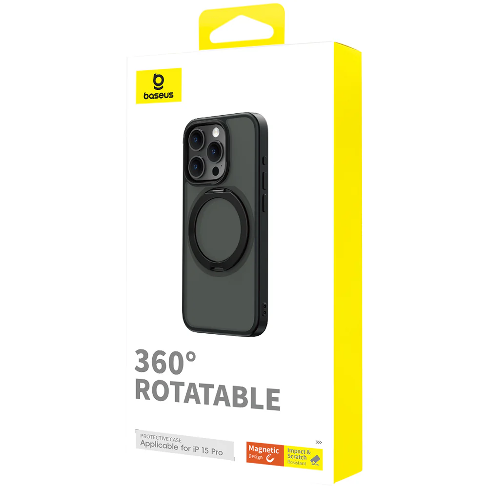 Baseus Magnetic Protective Case for iPhone 15 Pro - Misty Night Black - Image 3