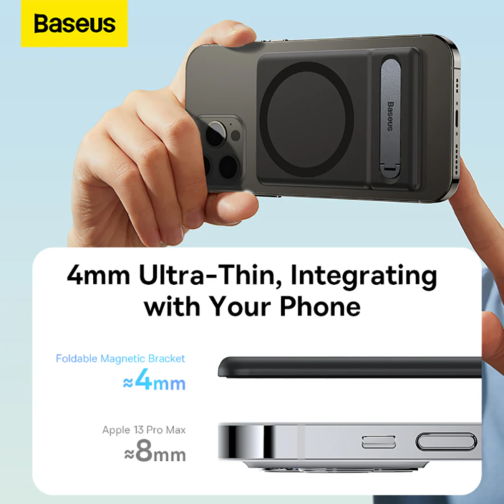 Baseus Magnetic Rotating Card Holder Stand - Black - Image 4