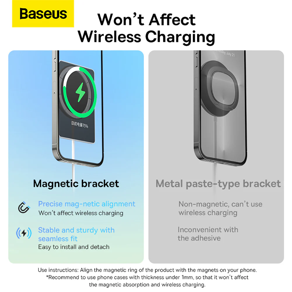 Baseus Magnetic Rotating Card Holder Stand - White - Image 3