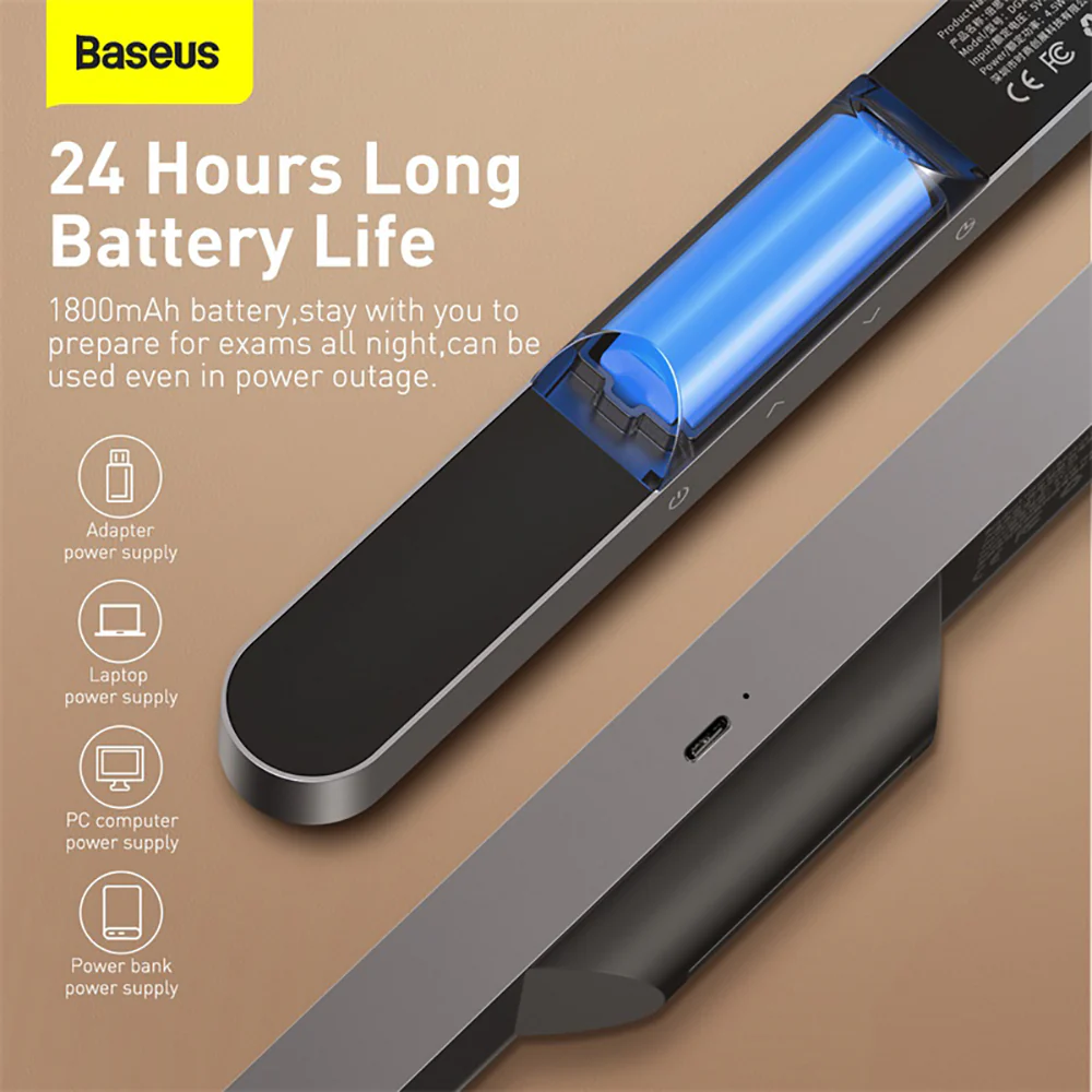 Baseus Magnetic Stepless Dimming Charging Desk Lamp - Dark Gray - Image 3