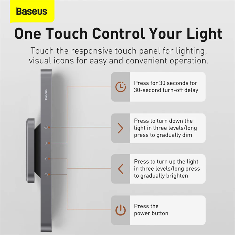 Baseus Magnetic Stepless Dimming Charging Desk Lamp - Dark Gray - Image 5