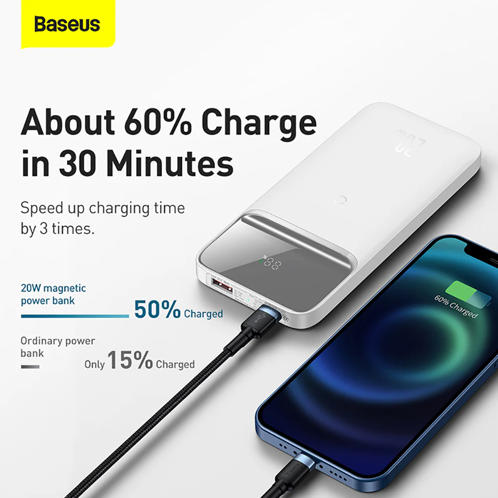 Baseus Magnetic Wireless Quick Charging Power Bank 10000mAh 20W - White - Image 4