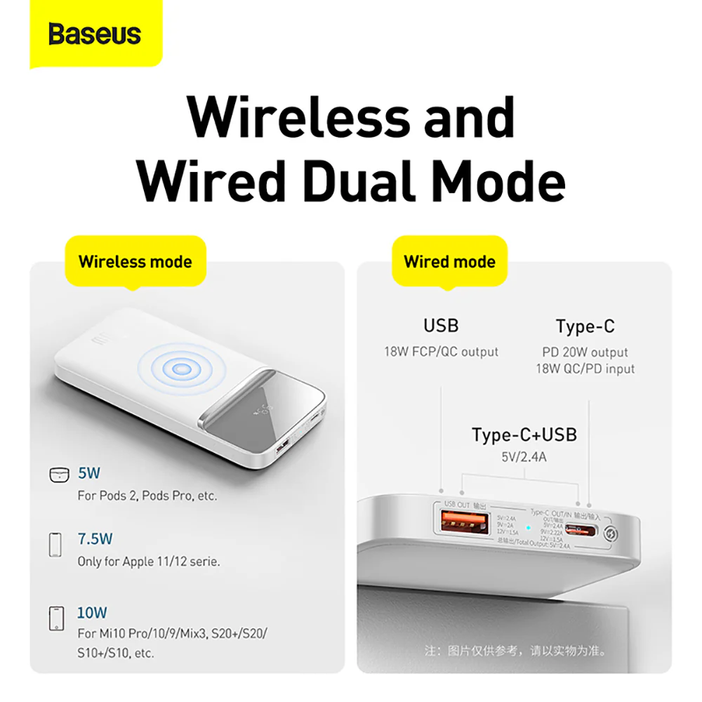 Baseus Magnetic Wireless Quick Charging Power Bank 10000mAh 20W - White - Image 5
