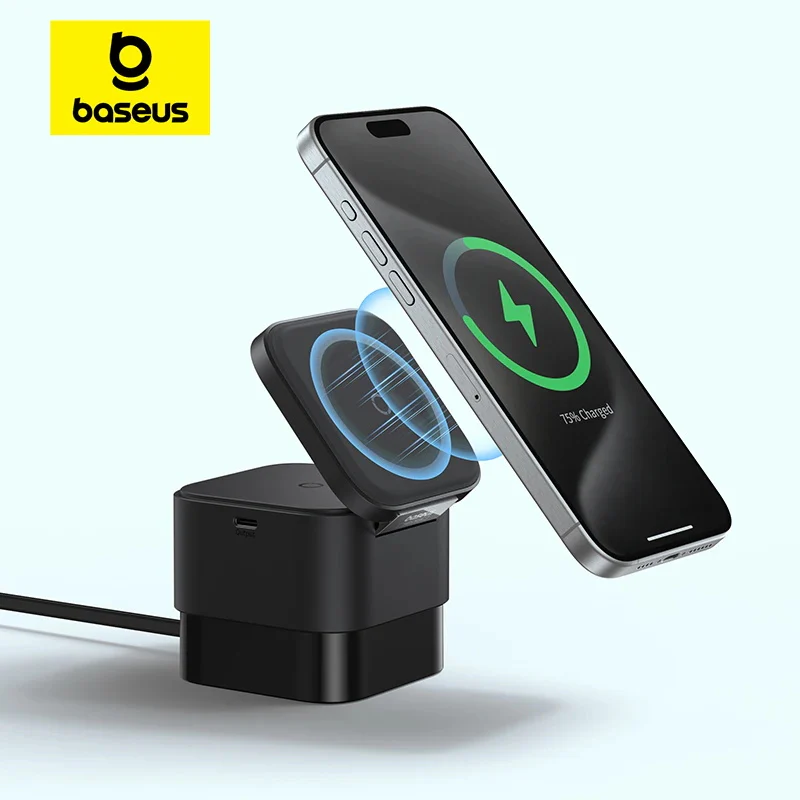 Baseus MagPro 2-in-1 Magnetic Wireless Charger 25W - Starry Black - Image 2
