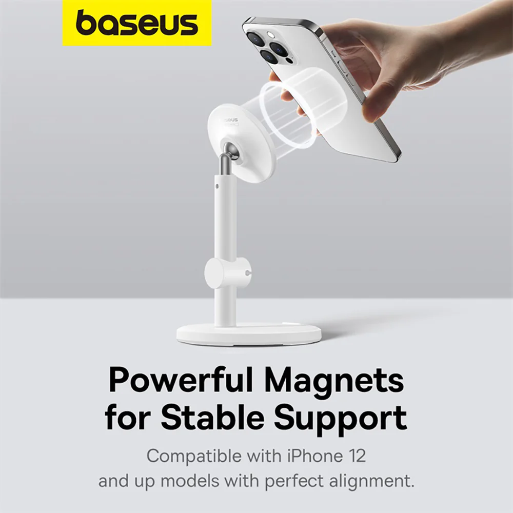 Baseus MagPro Magnetic Desktop Phone Stand - Moon White - Image 2