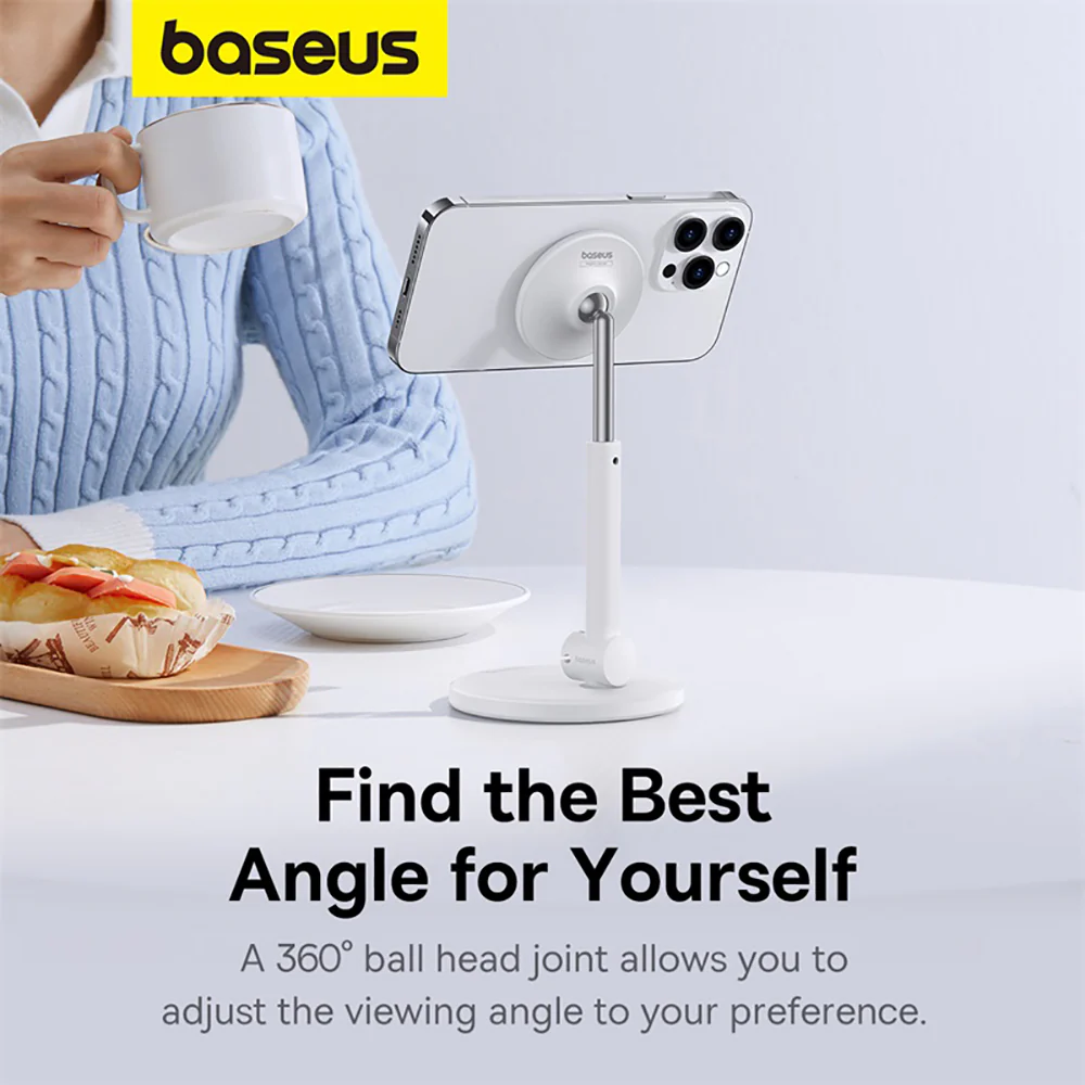 Baseus MagPro Magnetic Desktop Phone Stand - Moon White - Image 4