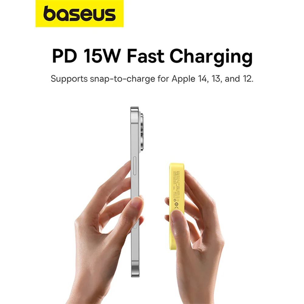 Baseus MagPro Magnetic Power Bank and Phone Stand 5000mAh 20W - Fresh Lemon Yellow - Image 4