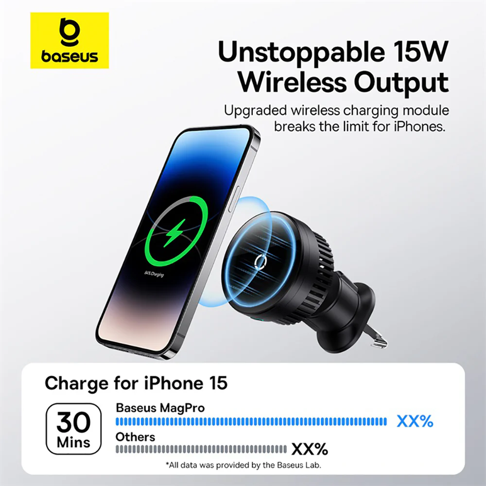 Baseus MagPro Magnetic Wireless Car Charger Mount - Air Vent Version 15W Starry Black - Image 2