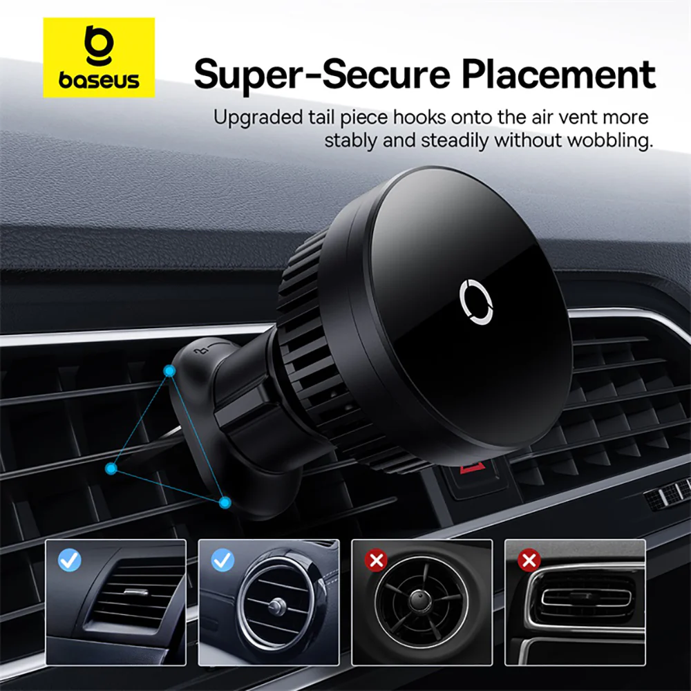 Baseus MagPro Magnetic Wireless Car Charger Mount - Air Vent Version 15W Starry Black - Image 5