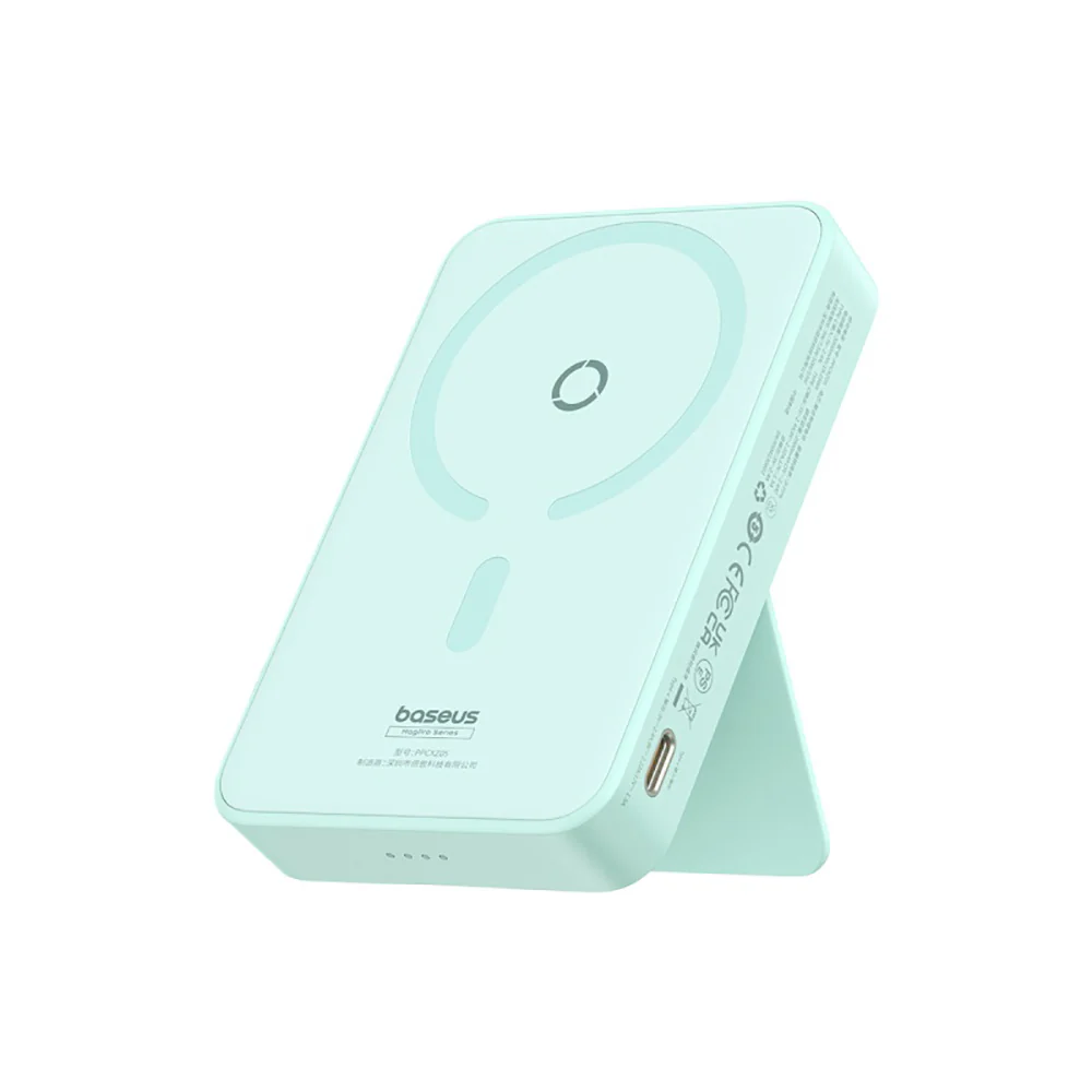 Baseus MagPro Magnetic Wireless Charging Power Bank and Stand 5000mAh 20W Mint Green
