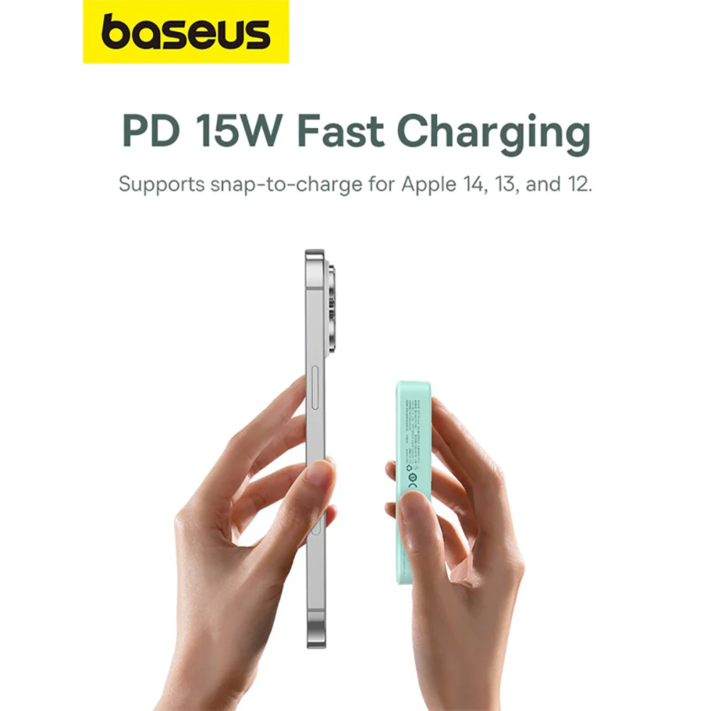 Baseus MagPro Magnetic Wireless Charging Power Bank and Stand 5000mAh 20W Mint Green - Image 4