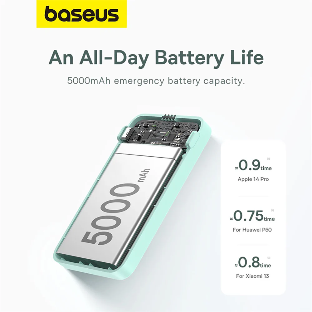 Baseus MagPro Magnetic Wireless Charging Power Bank and Stand 5000mAh 20W Mint Green - Image 5