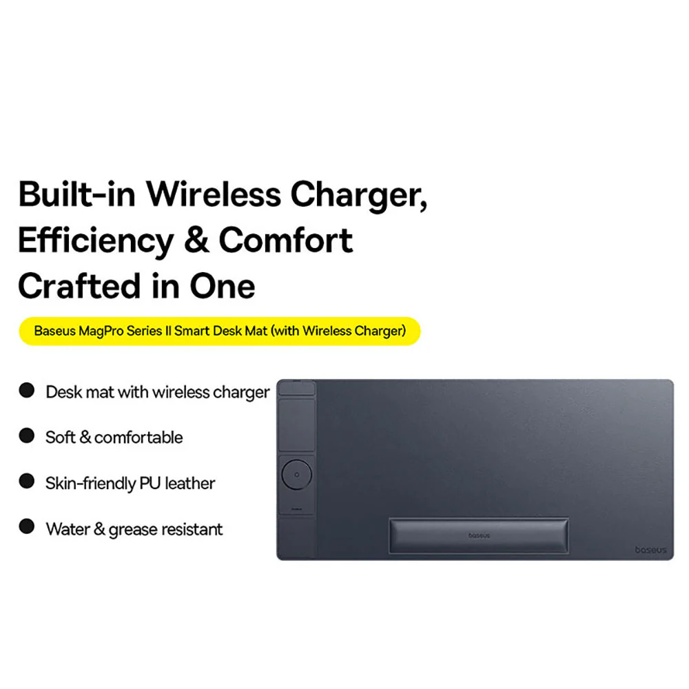 Baseus MagPro Series II Smart Desk Mat with Wireless Charger - Starry Black