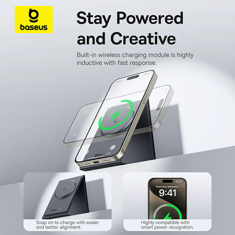 Baseus MagPro Series II Smart Desk Mat with Wireless Charger - Starry Black - Image 3