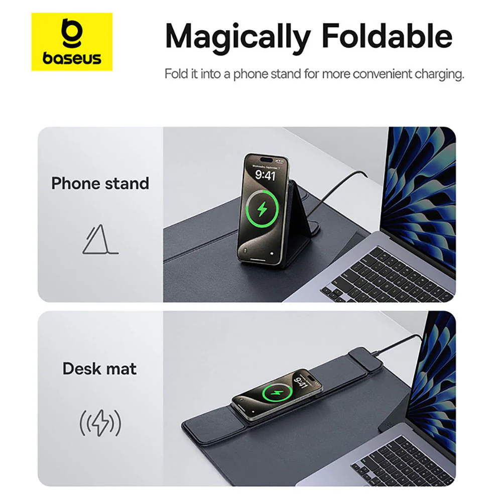 Baseus MagPro Series II Smart Desk Mat with Wireless Charger - Starry Black - Image 4