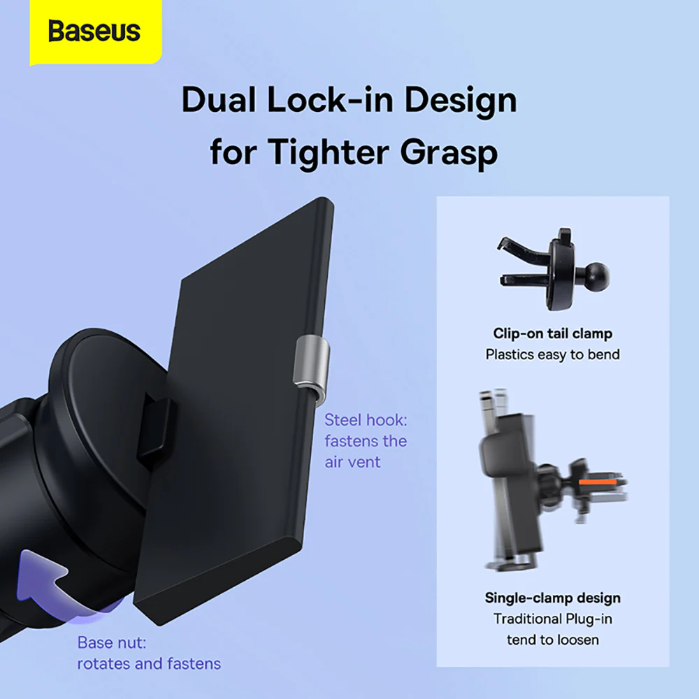 Baseus Metal Age II Gravity Car Mount Air Vent Version - Silver - Image 5