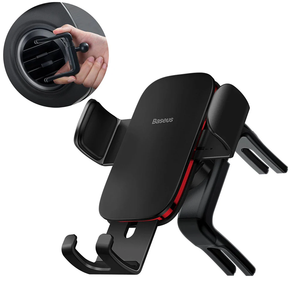Baseus Metal Age II Gravity Car Mount - Round Air Vent Version, Black - Image 2