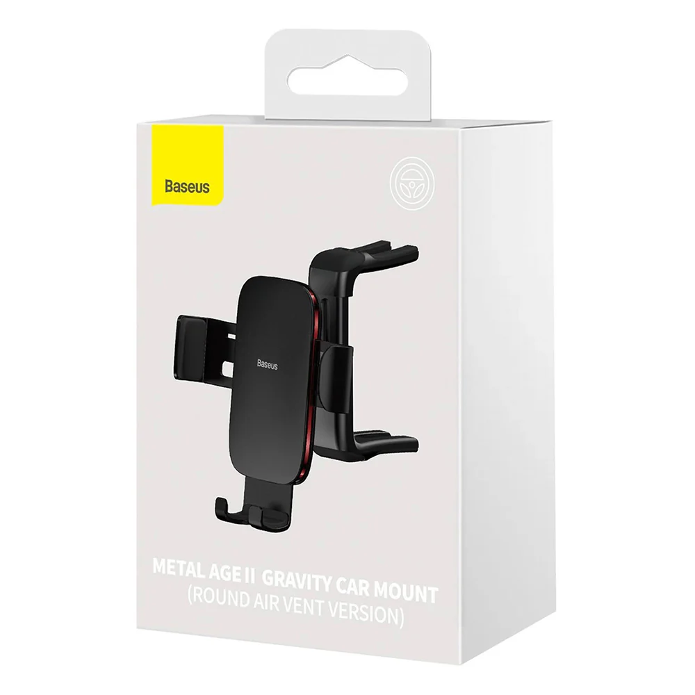 Baseus Metal Age II Gravity Car Mount - Round Air Vent Version, Black - Image 5
