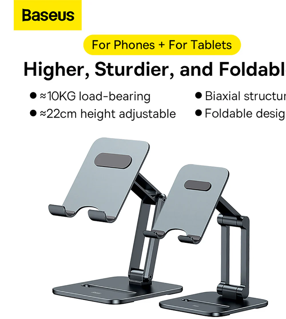 Baseus Metal Desktop Dual-Axis Foldable Phone Stand - Deep Space Gray - Image 2