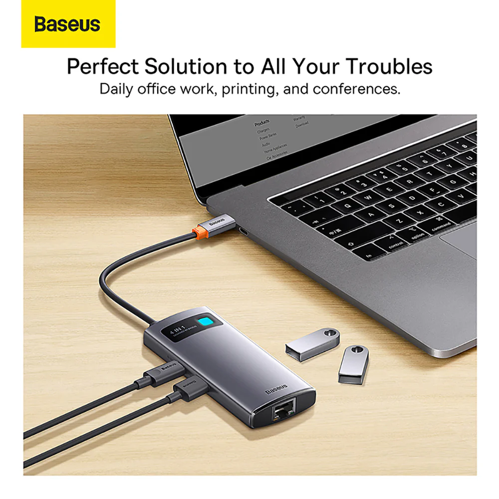 Baseus Metal Gleam Series 4-in-1 Multifunctional Type-C HUB Docking Station - Space Gray - Image 2