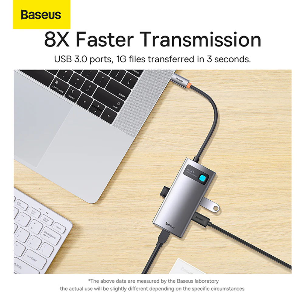 Baseus Metal Gleam Series 4-in-1 Multifunctional Type-C HUB Docking Station - Space Gray - Image 3