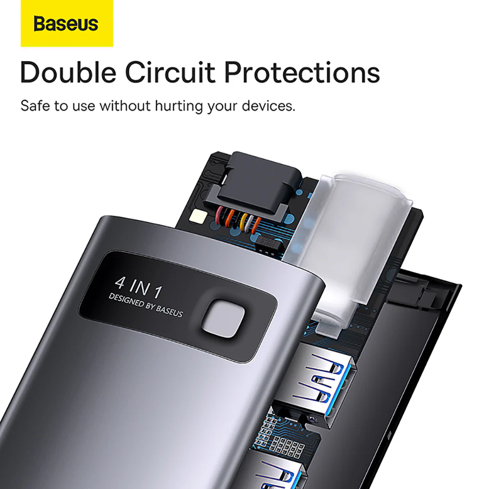 Baseus Metal Gleam Series 4-in-1 Multifunctional Type-C HUB Docking Station - Space Gray - Image 5