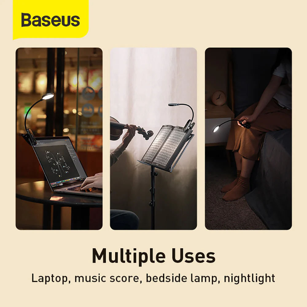 Baseus Mini Clip Lamp - Deep Space Gray - Image 3