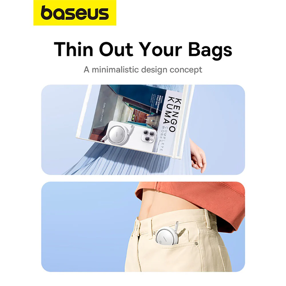 Baseus Mini Series Retractable Fast Charging Cable Type-C to Type-C 100W 1m - Moon White - Image 4