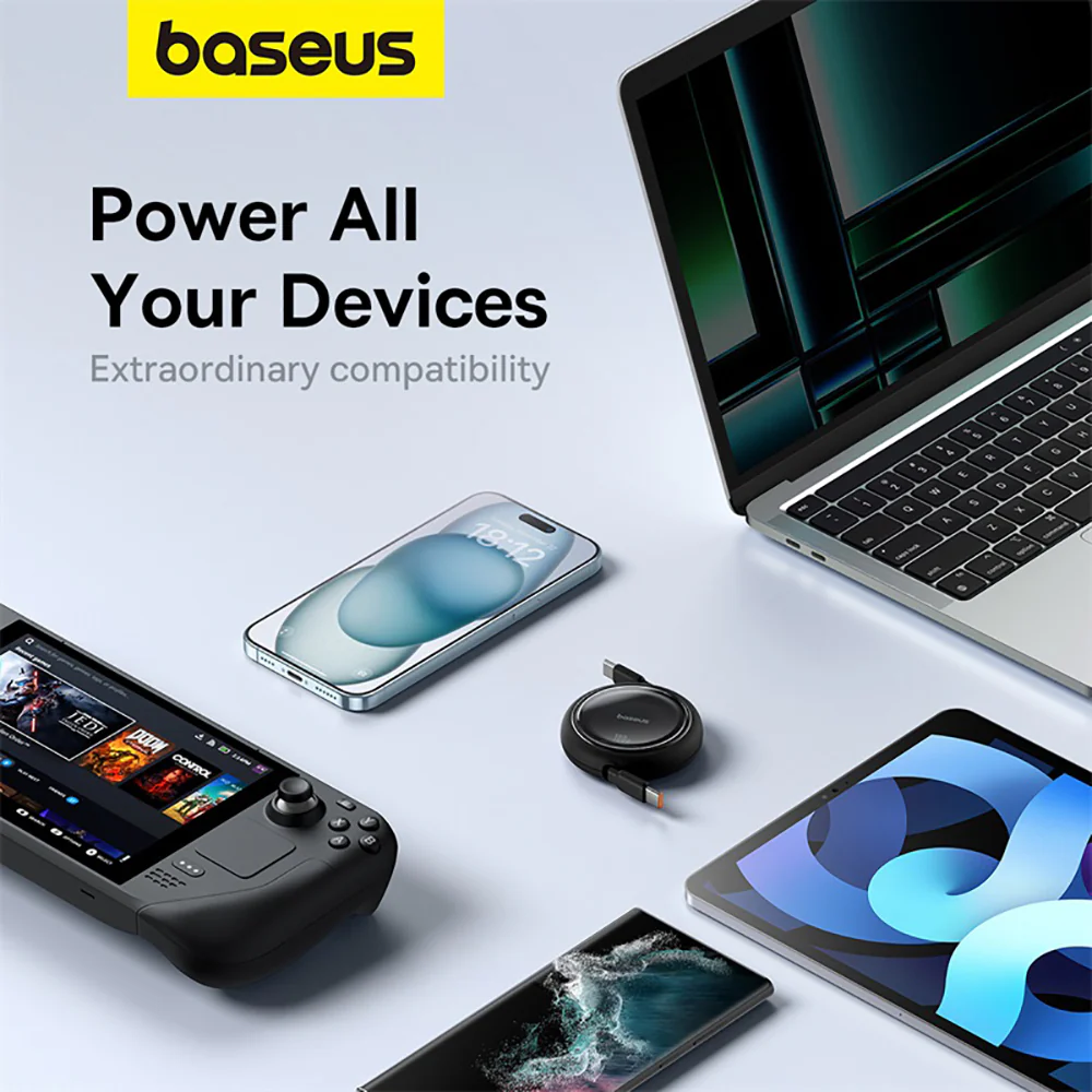 Baseus Mini Series Retractable Fast Charging Cable Type-C to Type-C 100W 1m - Starry Black - Image 5