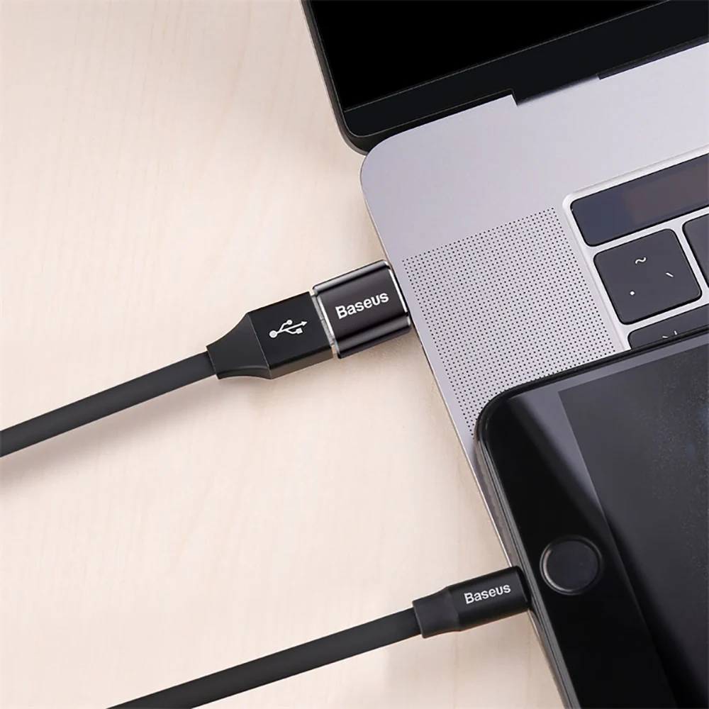 Baseus Mini USB Female to Type-C Male Adapter - Black - Image 2