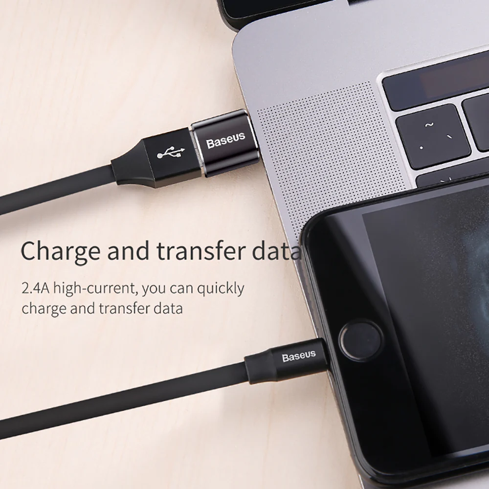 Baseus Mini USB Female to Type-C Male Adapter - Black - Image 3