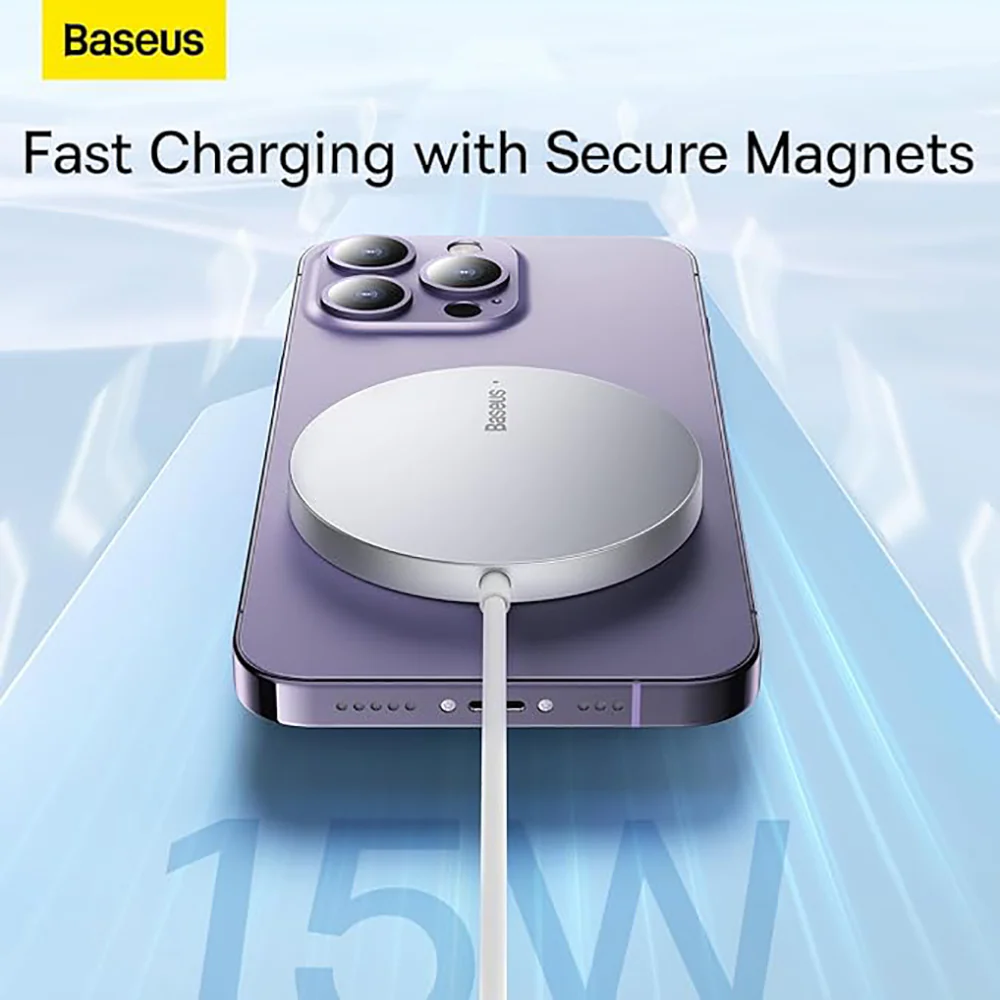Baseus Mini3 Magnetic Wireless Charger 15W - Silver - Image 2