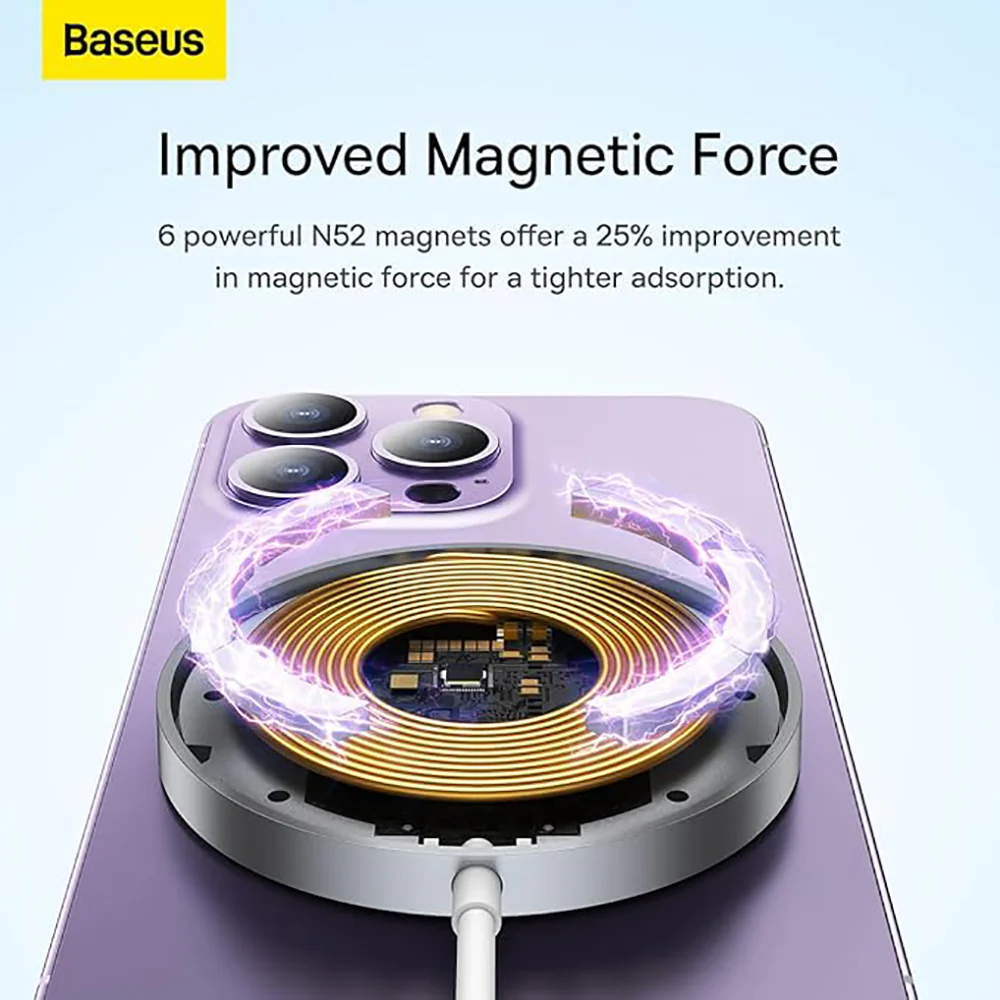 Baseus Mini3 Magnetic Wireless Charger 15W - Silver - Image 3