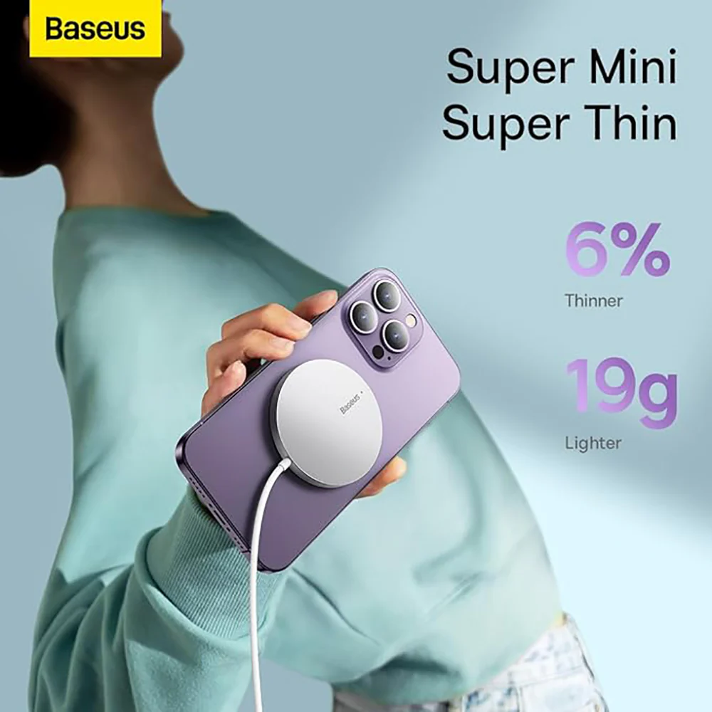 Baseus Mini3 Magnetic Wireless Charger 15W - Silver - Image 4