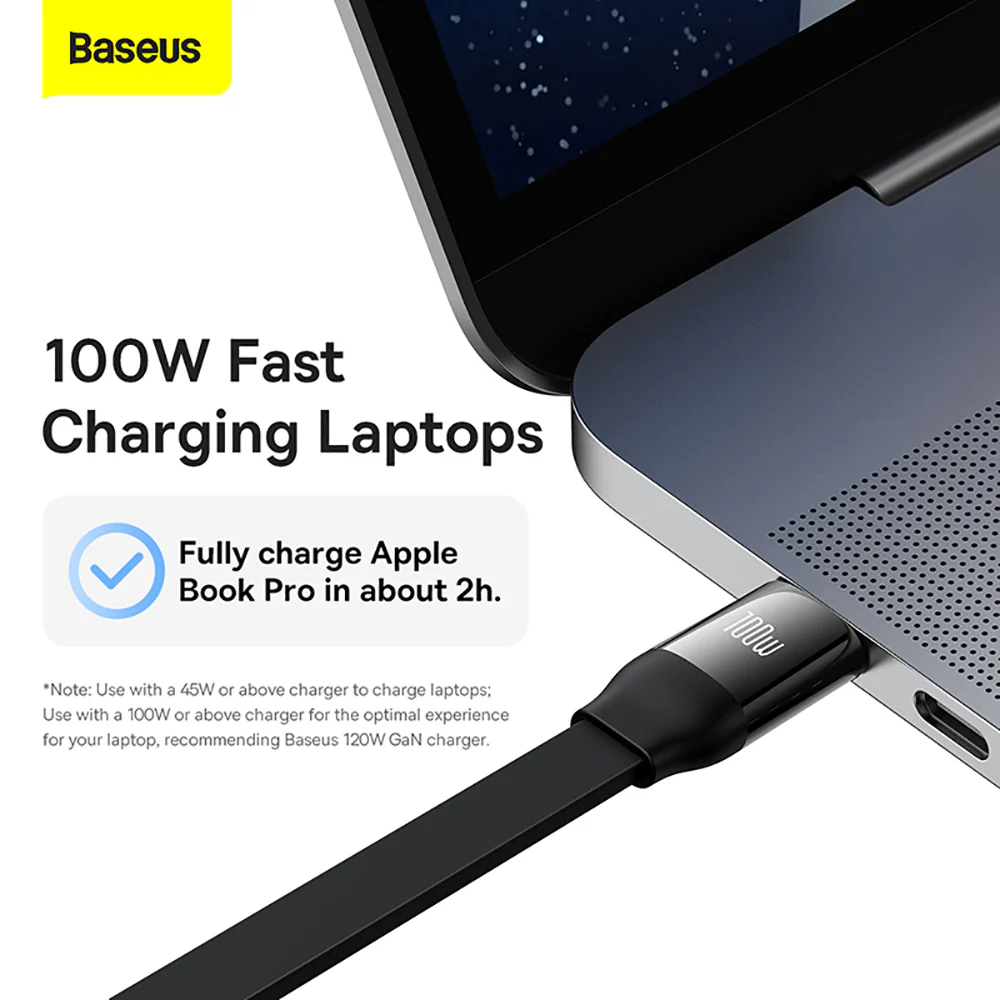Baseus Mirror Series 2 3-in-1 Retractable Fast Charging Cable Type-C to M+L+C 100W 1.1m Black - Image 3