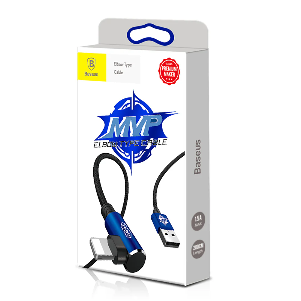 Baseus MVP Elbow USB-A to Lightning Cable 1.5A 2m - Blue - Image 5