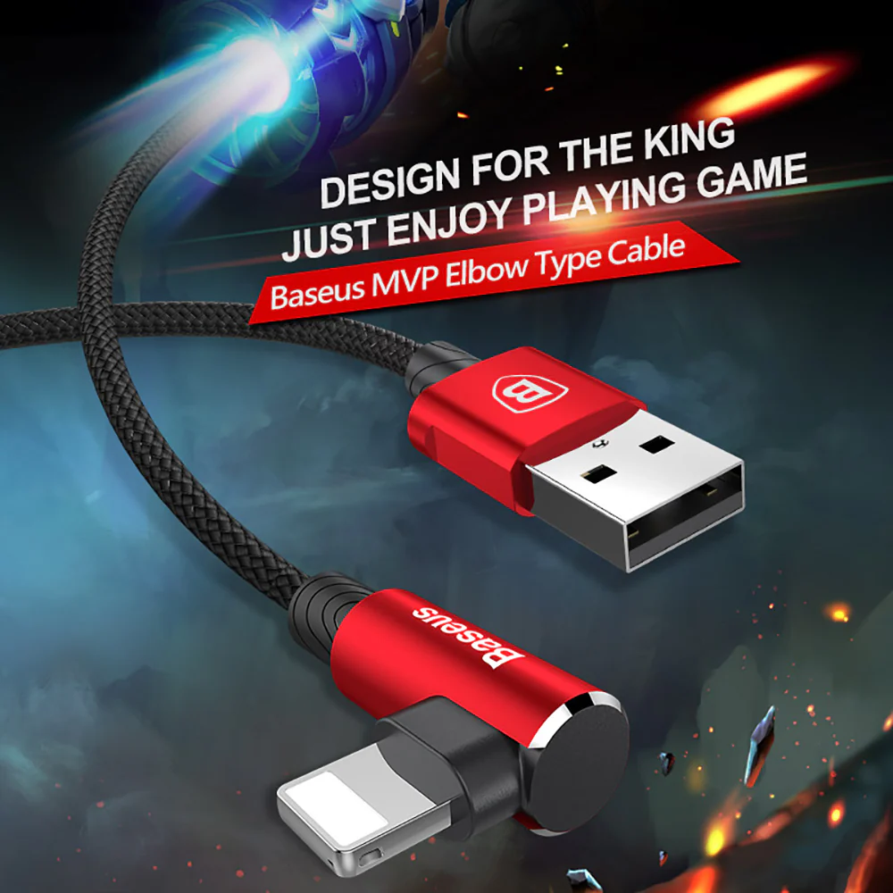 Baseus MVP Elbow USB-A to Lightning Cable 2A 1m - Red - Image 5